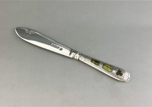 A Superb Silver Butter Knife with Connemara Marble Handle