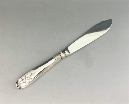 fig 1. A superb silver butter knife with Connemara marble handle