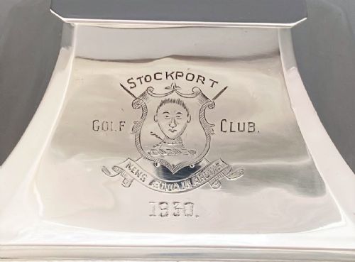 fig 1. A Stylish silver inkwell with Golfing connection