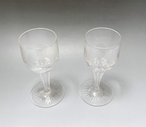fig 1. A Rare Pair Of Hollow Stem Wine Glasses Engraved 'B'