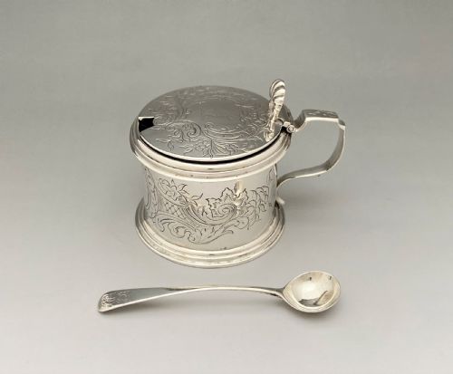 An Early Victorian Silver Mustard Pot & Spoon