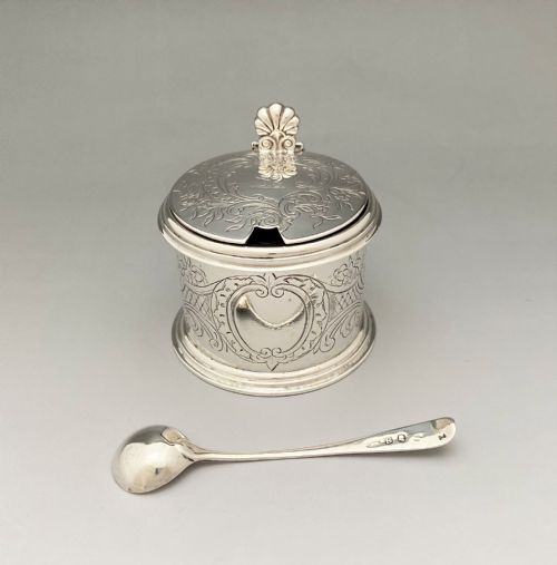 fig 1. An Early Victorian Silver Mustard Pot & Spoon
