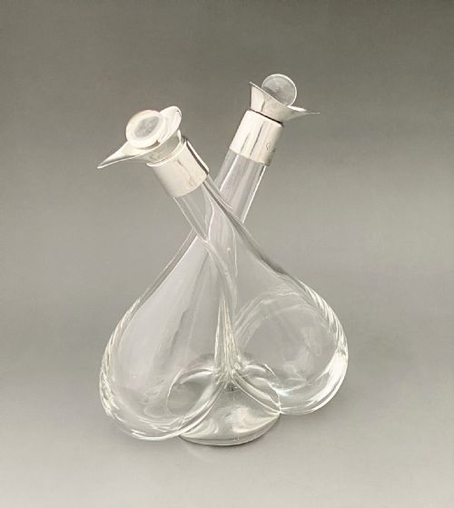 A George V Silver Mounted Oil & Vinegar Duo