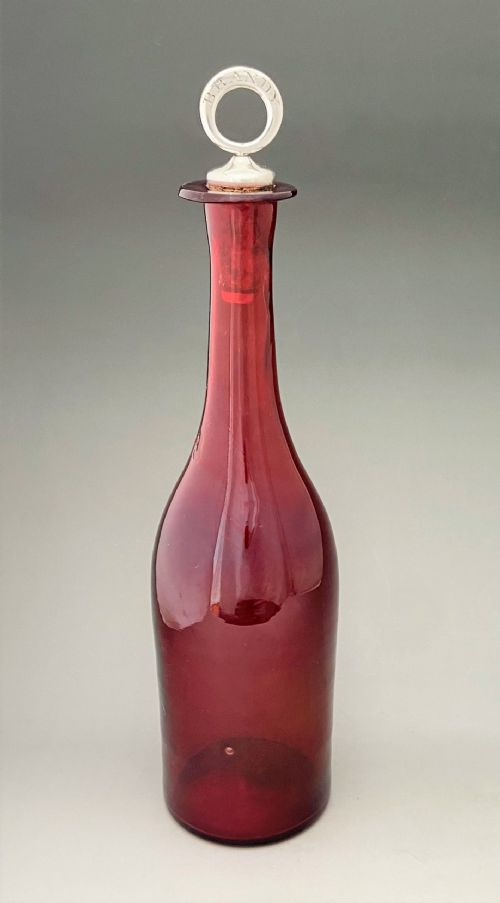 A Wonderful Georgian Decanter with Old Sheffield Plate Brandy Stopper