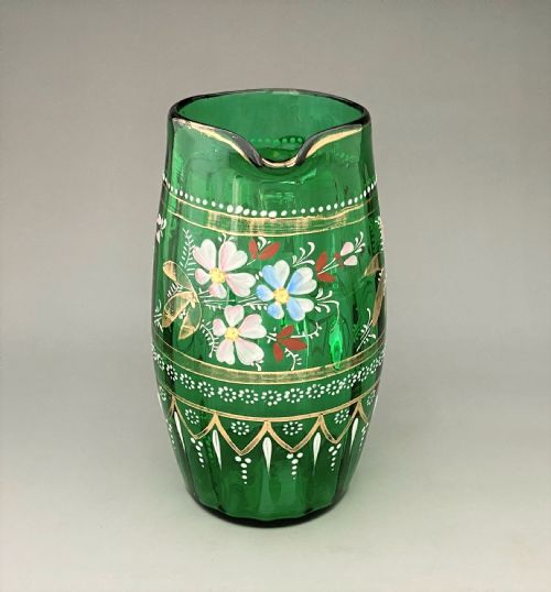 fig 1. A lovely enamel painted & gilded Victorian glass jug