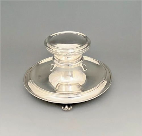 A Stylish George V Silver Capstan Inkwell