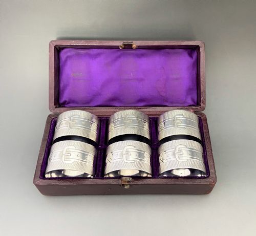 A Desirable Set of Six Boxed Victorian Silver Plated Napkin Rings