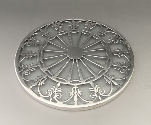 fig 1. A Gorgeous silver mounted teapot stand or coaster