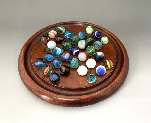 An Attractive Victorian Solitaire Board & Glass Marbles