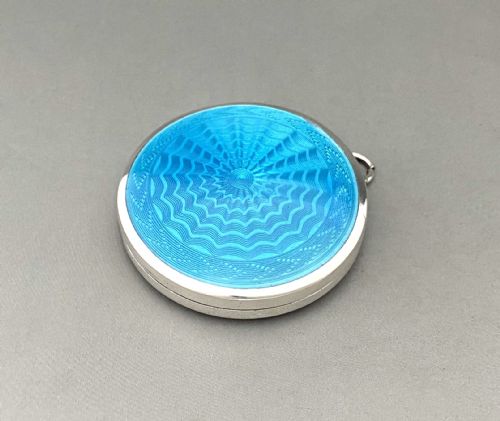 fig 1. A fabulous Art Deco silver & guilloche enamel pill box