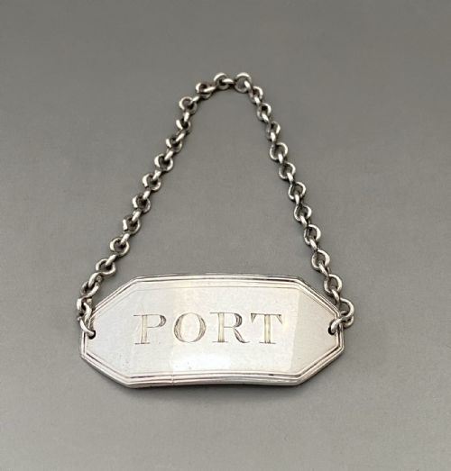A Rare 18th Century Early Sheffield Silver Port Decanter Label