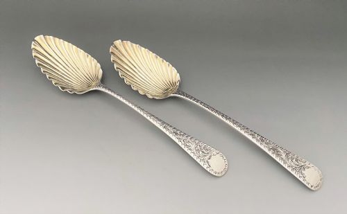 A Superb Pair of Georgian Silver Serving Spoons