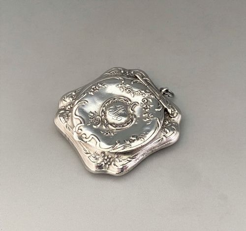A Gorgeous French Silver Chatelaine/pendant Compact