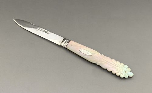 An Early Victorian Silver & Mother-of-pearl Fruit Knife
