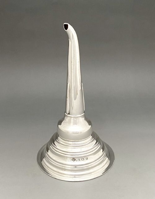 A Rare George V Silver Wine Funnel & Strainer