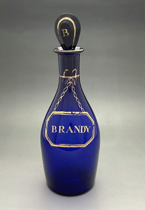 A Rare Georgian Bristol Blue Brandy Decanter