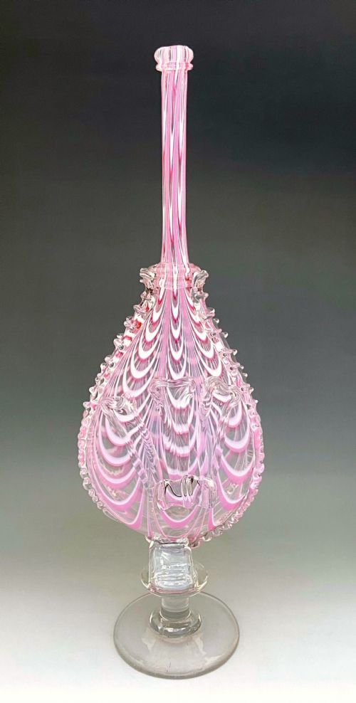 A Stunning Victorian Nailsea Bellows Flask