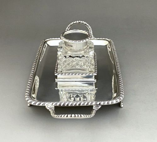 fig 2. A handsome Edwardian silver inkwell & inkstand