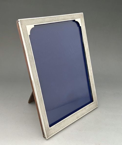 An Excellent Art Deco Engine Turned Silver Photo Frame