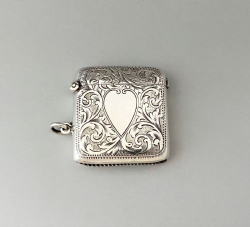 A Charming Edwardian Silver Vesta with Heart Shaped Cartouche