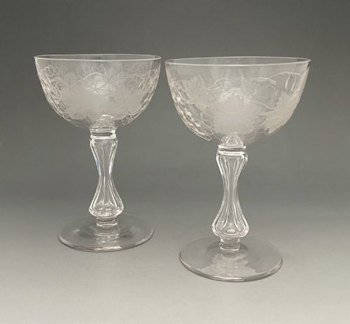 A Delightful Pair of Victorian Cut Glass Champagne Coupes