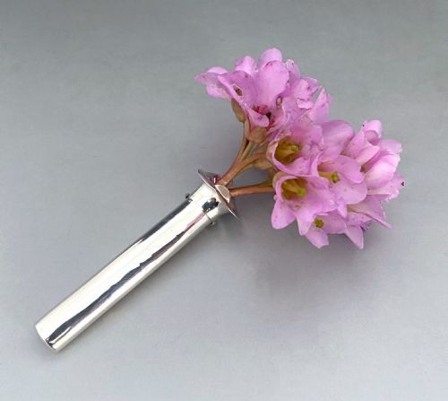 A Delightful Edwardian Silver Buttonhole/ Lapel Flower Holder