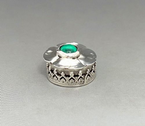 An Exquisite Silver Miniature Rouge Pot