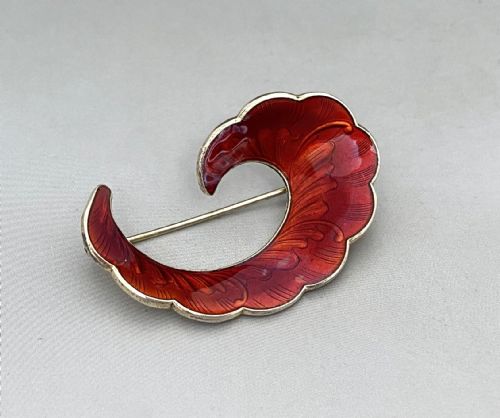 A Gorgeous Norwegian Silver Gilt & Enamel Brooch