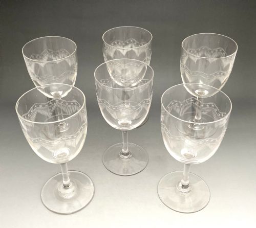 fig 1. An excellent set of 6 Victorian wine glasses