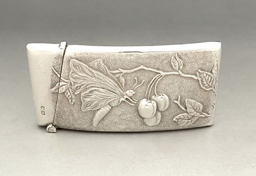 A Fabulous Edwardian Naturalistic Silver Card Case from the Chester Assay Office