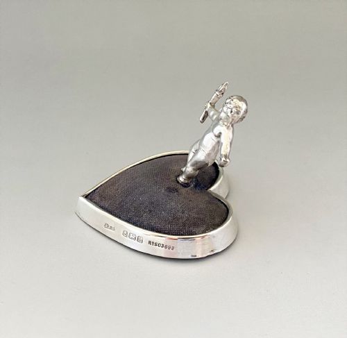 fig 1. A Heart & Cherub Edwardian Silver Pin Cushion