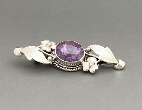 A Gorgeous Late Victorian Silver & Amethyst Brooch
