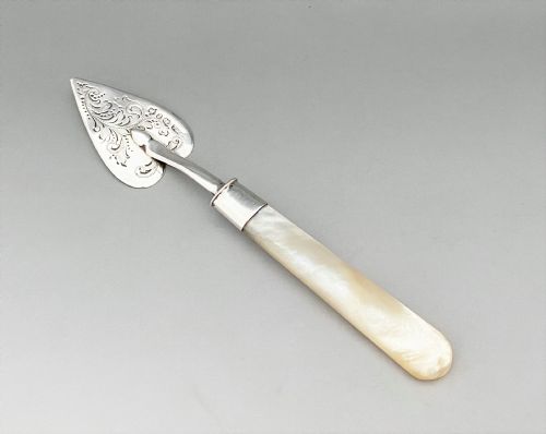 A Rare Victorian Silver & Mother-of-pearl Pate Spreader