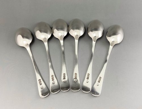 fig 2. A fine set of six engraved Victorian silver teaspoons