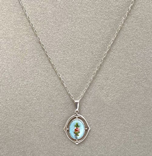 A GORGEOUS CHARLES HORNER SILVER ENAMEL PENDANT - ADDITIONAL PHOTO 1