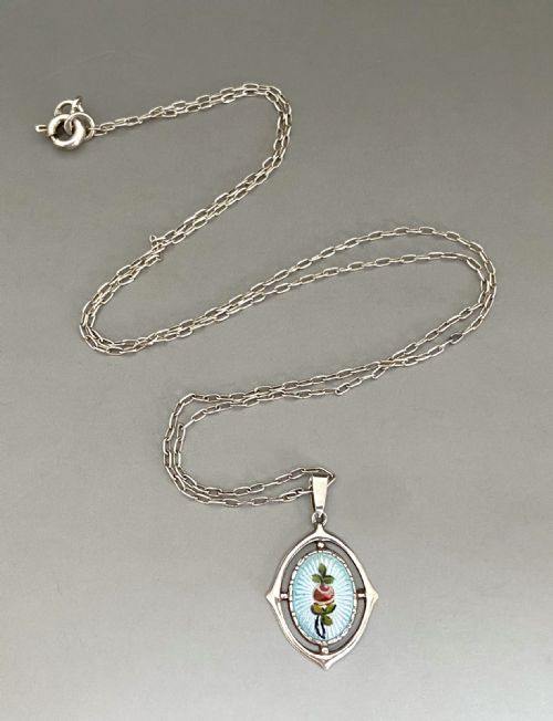 A GORGEOUS CHARLES HORNER SILVER ENAMEL PENDANT - ADDITIONAL PHOTO 2