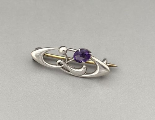 A Gorgeous Charles Horner Silver & Amethyst Brooch