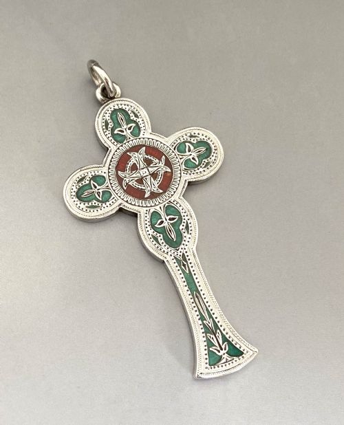 A Fabulous Mid 19th Century Silver & Enamel Cross Pendant