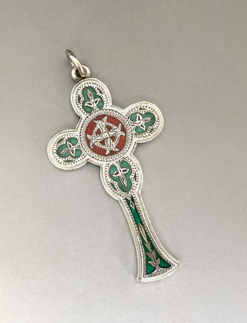 fig 1. A fabulous mid 19th Century silver & enamel Cross pendant