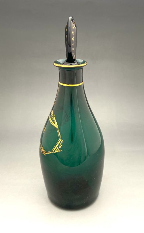 fig 1. A splendid Bristol Green gilded Rum decanter