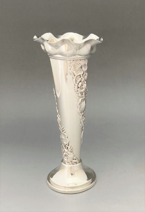 fig 1. A gorgeous Sampson Mordan & Co. silver trumpet vase
