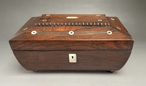 fig 1. A lovely William IV Rosewood & mother-of-pearl inlaid box
