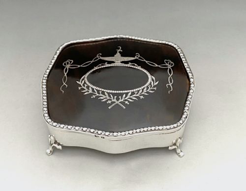 an attractive silver tortoiseshell trinket box - CATEGORY: ANTIQUE SILVER - DATED 1910