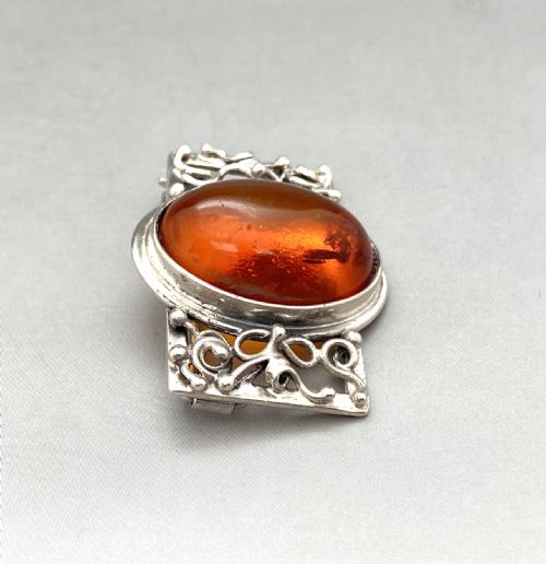 fig 1. A gorgeous silver & amber brooch