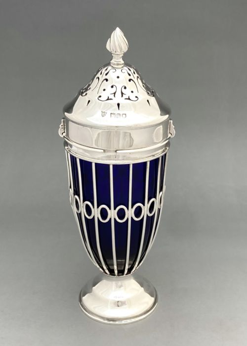 An Elegant Edwardian Silver Wirework Sugar Caster
