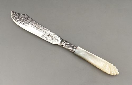 A Charming Victorian Silver & Mother-of-pearl Butter Knife