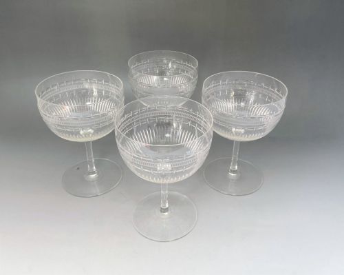 A Lovely Set of 4 Victorian Cut Glass Champagne Bowls