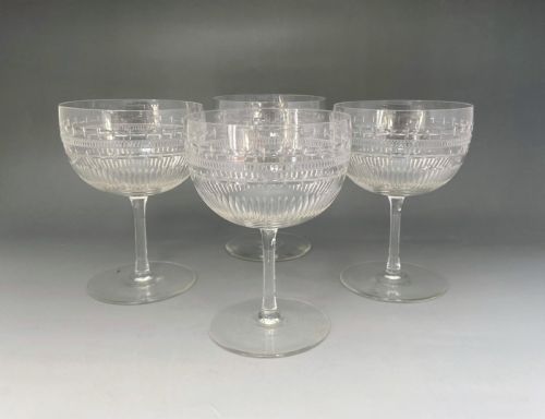 fig 1. A lovely set of 4 Victorian cut glass Champagne bowls