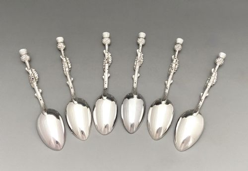 fig 1. An excellent set of 6 Scottish silver teaspoons