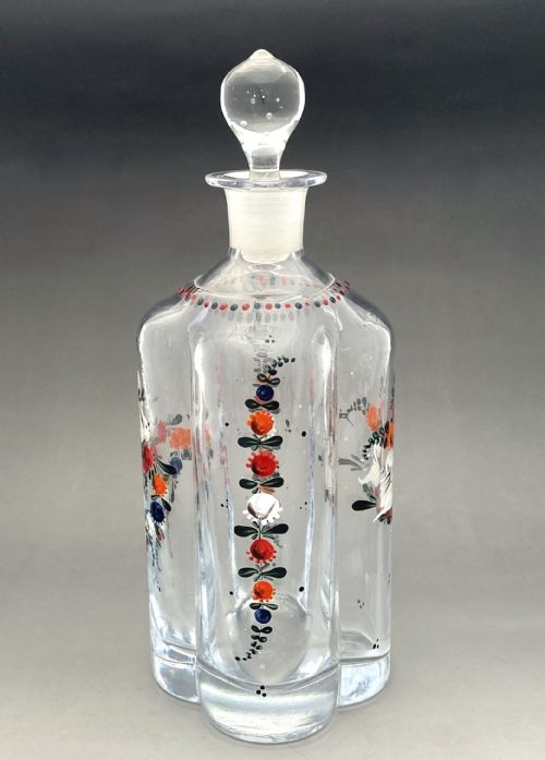 A CHARMING LATE 19TH CENTURY ENAMEL PAINTED DECANTER - ADDITIONAL PHOTO 1